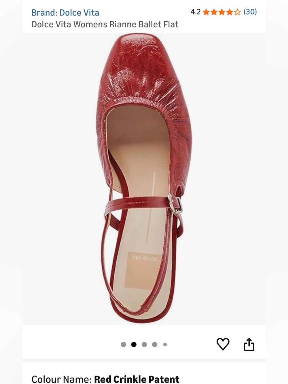Dolce Vita Red Crinkle Patent Square-Toe Flats with Ankle Strap
